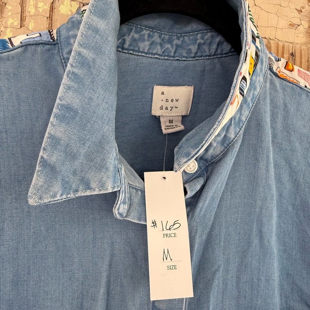Colorful Designer Patterned Denim Shirt - Picture 6 of 6